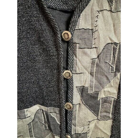 Vintage 70s 80s Cardigan Grandpa Sweater Womens Large Patchwork Folk Hippie - Picture 4 of 10